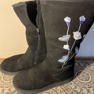 Size 9 UGG  Women's Black Embroidered Floral Mid Calf Boots